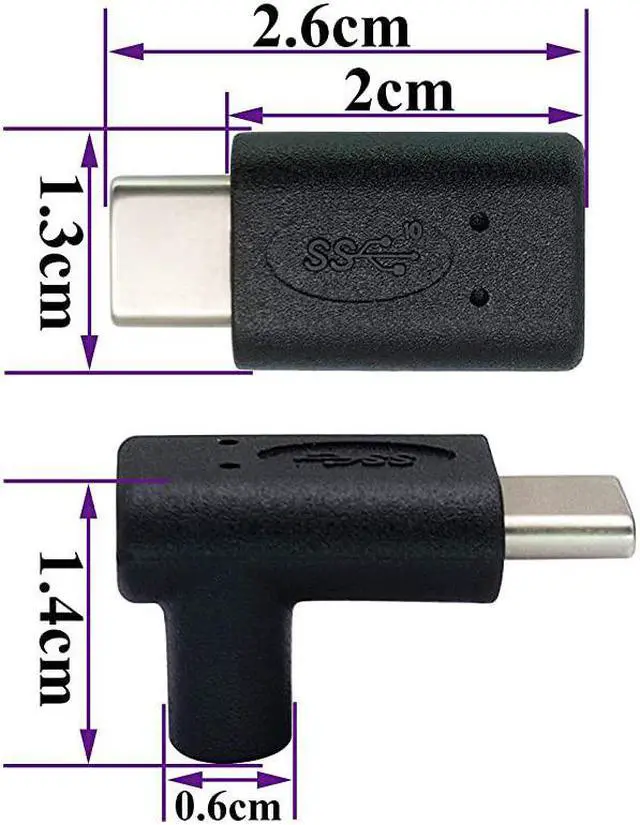 Alt view image 2 of 7 - 90 Degree Type C USB Adapter Gen 2 10Gbps 3A UpampDown 90 Degree USB 31 Type C Male to Female Connector Supports Charging Data Audio Video Adapter for MacBook Pro2PackUpDown