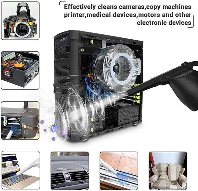Alt view image 2 of 6 - Compressed Air 30 MultiUse Electric Air Duster for Cleaning Dust Hairs Crumbs Scraps for Laptop Computer Replaces Compressed Air Cans AD01Black