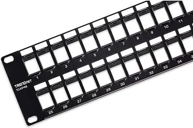 Alt view image 3 of 6 - 48-Port Blank Keystone 2U HD Patch Panel, TC-KP48, 2U 19” Metal Rackmount Housing, HD Keystone Network Patch Panel, Recommended w/TC-K25C6 & TC-K50C6 Cat6 Keystone Jacks (Sold Separately)