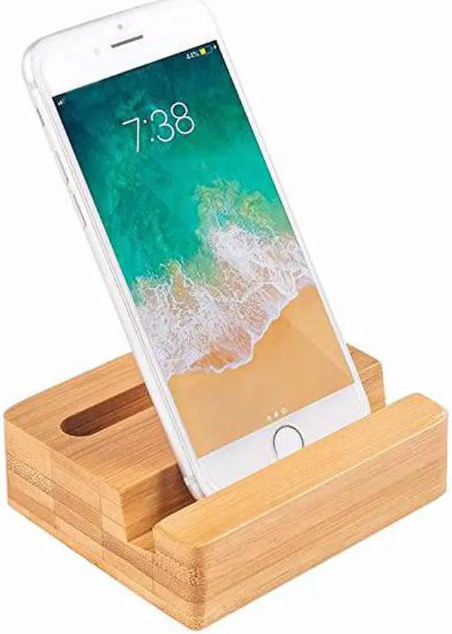 Alt view image 5 of 6 - Cell Phone Stand with Sound AmplifierNatural Bamboo Wooden Desktop Mobile Phone Holder Sound Stand