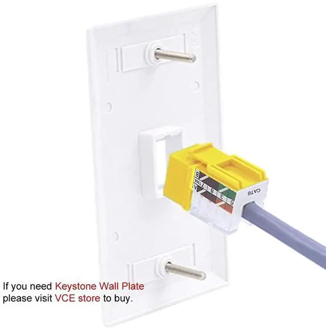 Alt view image 6 of 6 - 25Pack Cat6 RJ45 90 Degree Keystone Jack Punch Down Keystone Jack AdapterYellow UL Listed