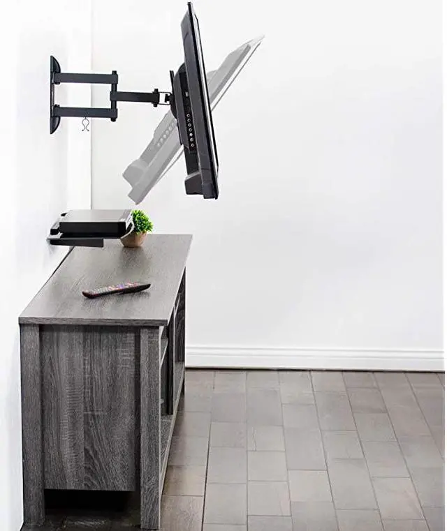 Alt view image 6 of 7 - 23 to 55 inch Screen TV Wall Mount with Adjustable Tilt and Entertainment Shelf Floating AV DVD Shelving Black MountVWSF1