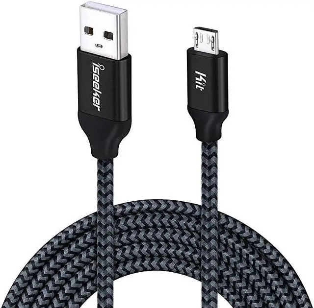 Main image of USB Cable PS4 15FT,iSeeker Black Extra Long Durable Braided Type A Male to -B Male Charging Data Cord Compatible Samsung Galaxy S6 S7 Edge, PS4 Controller, BLU, Moto, Nexus, Smartphone