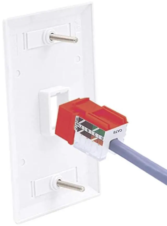Alt view image 6 of 6 - 25Pack 90 Degree Cat6 RJ45 Keystone Jack Punch Down Keystone Jack AdapterRed UL Listed