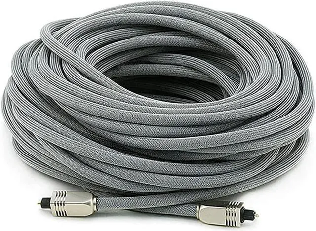 Main image of 103448 Premium SPDIF Toslink Digital Optical Audio Cable Silver 75ft | Heavy Duty Mesh Jacket Metal Connector Heads for Play Station Xbox one Home Theater amp More