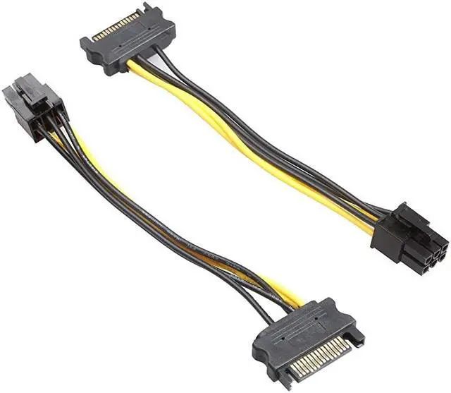 Alt view image 4 of 5 - 5 Pack 6 Pin PCIe to SATA Power Cable 8 Inches 20cm SATA15Pin Male to 6Pin HSG