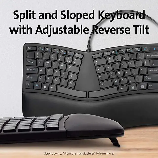 Alt view image 2 of 6 - Pro Fit Ergonomic Wired Keyboard Black K75400US