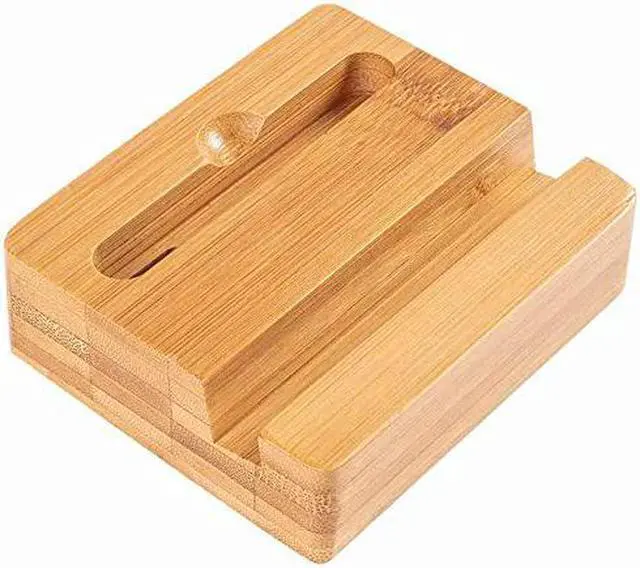 Alt view image 3 of 6 - Cell Phone Stand with Sound AmplifierNatural Bamboo Wooden Desktop Mobile Phone Holder Sound Stand