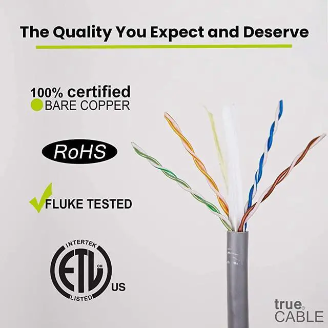 Alt view image 3 of 7 - Cat6 Plenum (CMP), 500ft, Gray, 23AWG 4 Pair Solid Bare Copper, 550MHz, ETL Listed, Unshielded Twisted Pair (UTP), Bulk Ethernet Cable