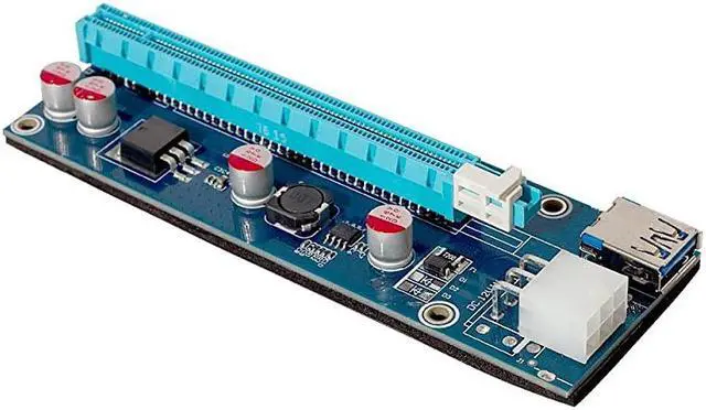 Alt view image 4 of 4 - PCIe Riser 8 Pack GPU Riser Adapter Card PCI Express 1X to 16X Extender Mining Graphics Card USB 30 Extension 6pin MOLEX to SATA Power Cable for Ethereum Bitcoin Litecoin Device
