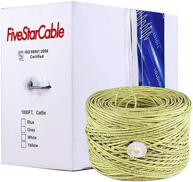 Alt view image 3 of 6 - Cable 1000 Ft Cat5E UTP 24AWG CCA Twisted Pair Networking Bulk Cable Pull Box Yellow Color