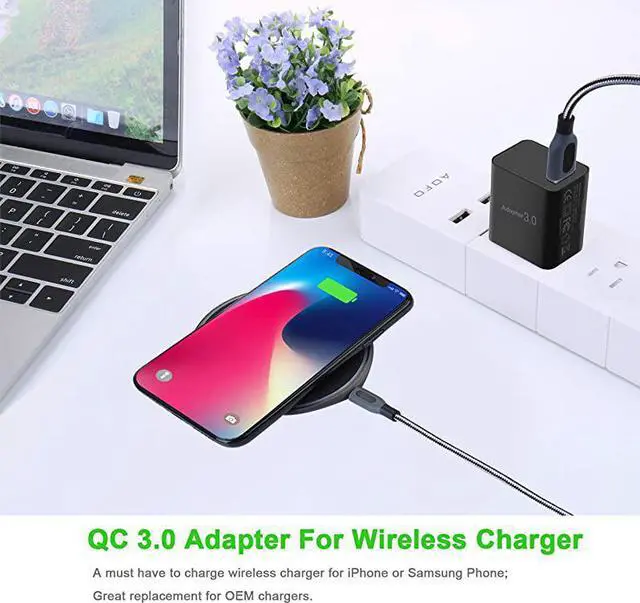 Alt view image 4 of 7 - 4Pack QC 30 USB Wall Charger  18W QC 30 USB Charger Adapter Fast Charging Block Compatible Wireless Charger Samsung Galaxy S9 S8Note 8 9 iPhone iPad LG HTC 10 and More