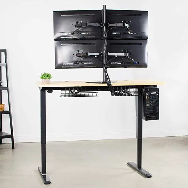 Alt view image 7 of 7 - Quad LCD Computer Monitor Mount Free Standing Heavy Duty Desk Stand Fully Adjustable Holds 4 Screens up to 30 inches STANDV004F