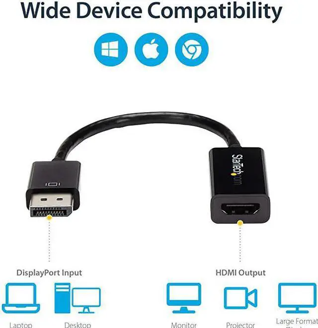Alt view image 5 of 6 - com DisplayPort to HDMI Adapter - 4K 30Hz Active DisplayPort to HDMI Video Converter - DP to HDMI Monitor/TV/Display Cable Adapter Dongle - Ultra HD DP 1.2 to HDMI 1.4 Adapter (DP2HD4KS)