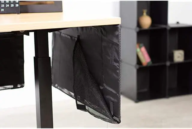 Alt view image 7 of 7 - Black 60 inch Under Desk Privacy and Cable Management Organizer Sleeve Wire Hider Kit Panel System DESKSKIRT60