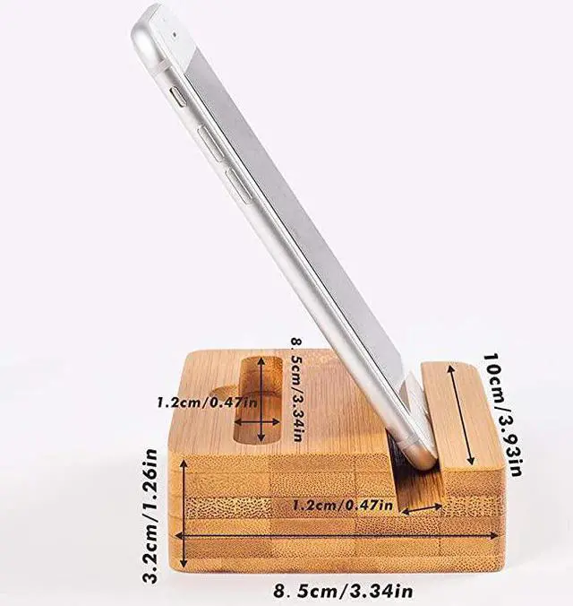 Alt view image 4 of 6 - Cell Phone Stand with Sound AmplifierNatural Bamboo Wooden Desktop Mobile Phone Holder Sound Stand
