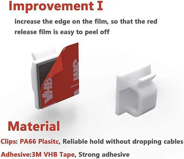 Alt view image 2 of 7 - Upgraded Cable Clips 40pcs with Strong Adhesive TapesWire Holder Organizer Cord Management for Car Office and HomeWhite CC04Upgraded