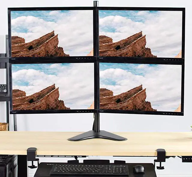 Alt view image 2 of 7 - Quad LCD Computer Monitor Mount Free Standing Heavy Duty Desk Stand Fully Adjustable Holds 4 Screens up to 30 inches STANDV004F