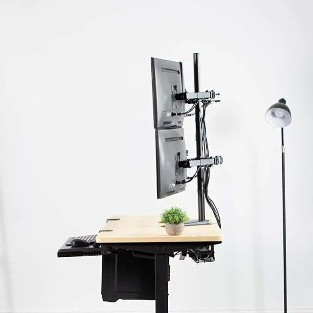 Alt view image 3 of 7 - Quad LCD Computer Monitor Mount Free Standing Heavy Duty Desk Stand Fully Adjustable Holds 4 Screens up to 30 inches STANDV004F