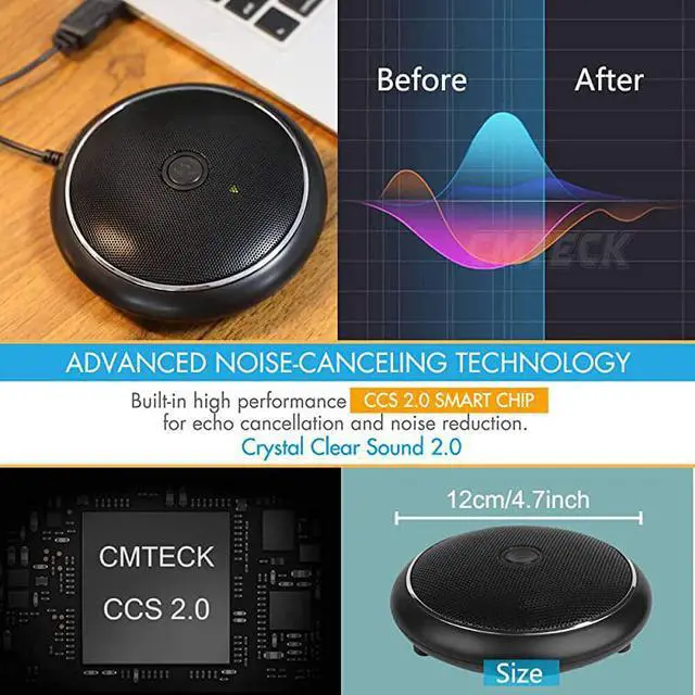 Alt view image 2 of 7 - Conference Microphone, CM003 USB Computer Desktop Mic, Mute Function, Omnidirectional Mic for Laptop PC, Condenser Boundary Meeting Microphones for Streaming, VoIP Calls, Skype, Chatting