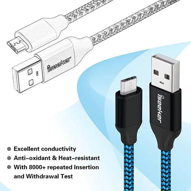 Alt view image 5 of 7 - USB Charger Cable 15 Ft Durable Extra Long USB 20 Charge Cord Compatible for AndroidWindowsSmartphonesSamsungHTCMotorolaNokiaLGTablet and MoreBlue