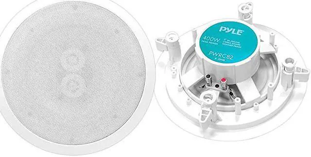 Main image of 8 Ceiling Wall Mount Speakers 2Way Weatherproof Full Range Woofer Speaker System Flush Design w55Hz22kHz Frequency Response 400 Watts Peak Template for Easy Installation  PWRC82