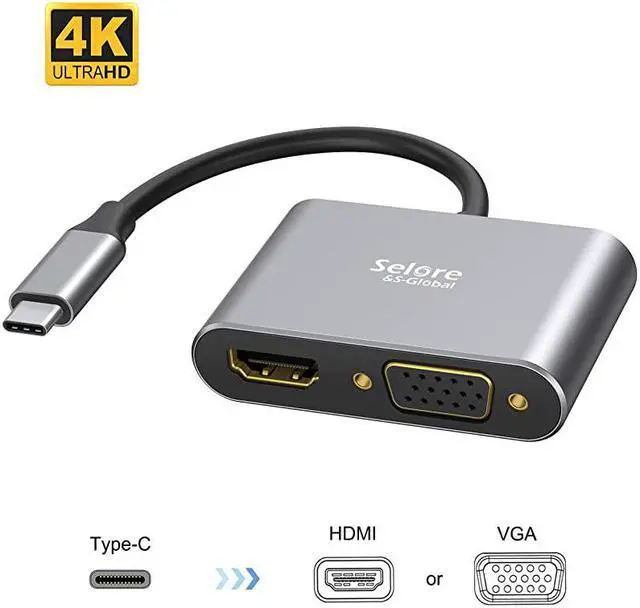 Main image of C to HDMI VGA AdapterType C to VGA HDMI Adapter Thunderbolt 3 VGA Adapter for MacBook ProiPad Pro Air 2020 2019 2018Dell XPS 1315Surface Pro Galaxy S8S9 Huawei P20