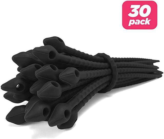 Silicone Cable Twist Ties Organizer Perfect for Cord Management Electronics  Wire Strips Kitchen Garden Rubber Wraps and Gear Zip Tie Straps 7 inches  NonVelcro 30Pack Black 