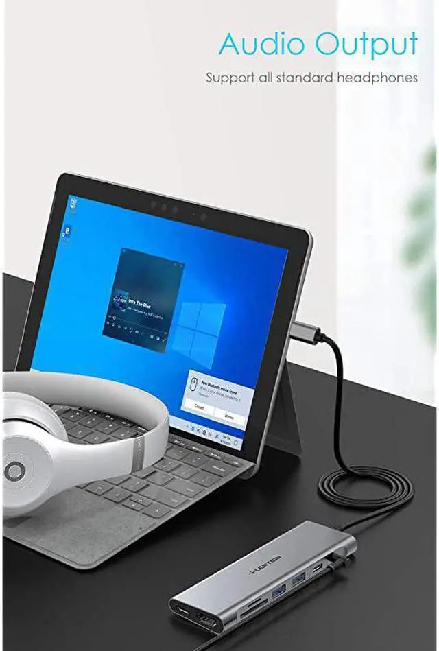 Alt view image 4 of 7 - 33FT Long Cable USB C Hub with 4K HDMI 2 USB 30 Card Reader Aux Type C DataCharging Adapter Compatible 20202016 MacBook Pro New Mac AirSurface ChromeBook More CBC37 Space Gray