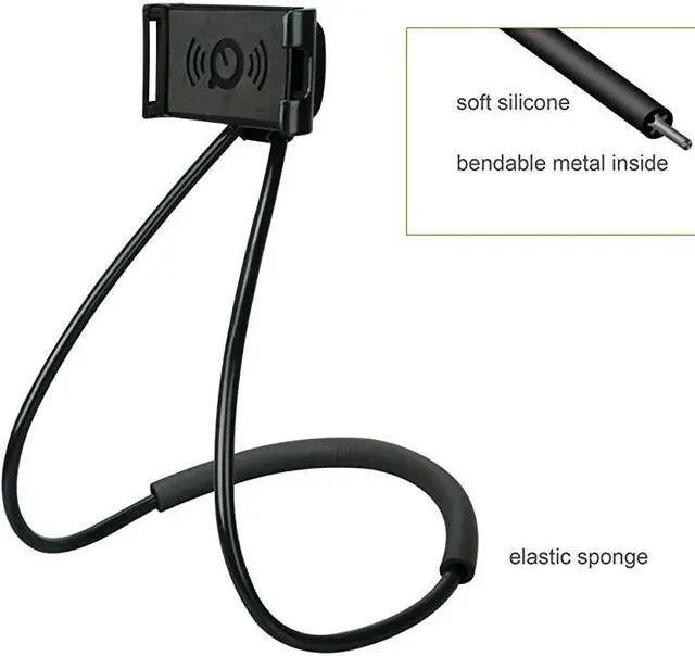 Alt view image 3 of 5 - Smart Mobile Phone StandHanging on Neck Cell Phone Mount Holder Flexible Lazy Bracket DIY Free Rotating for Multiple Functions Black