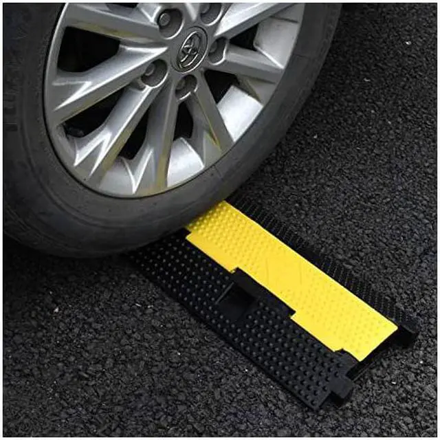 Alt view image 7 of 7 - 1 Pack Rubber Cable Ramp Hose Cable Protector Ramp 2 Channel 22000Lbs Load Capacity Traffic Speed Bump Wires Power Lines Extension Cord Cover for Indoor Outdoor