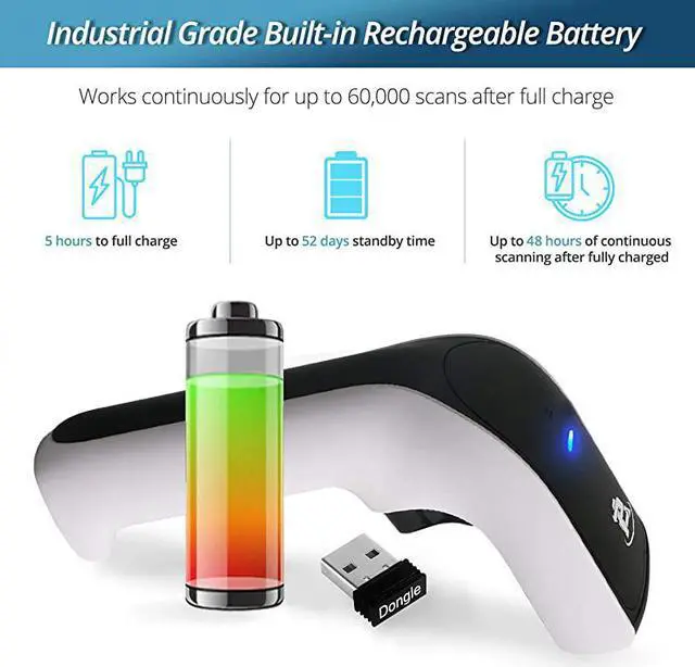 Alt view image 3 of 7 - Wireless 2D Bluetooth Barcode Scanner 3in1 Hand Scanners Cordless Rechargeable 1D and 2D Scan Gun for Inventory Management Portable Handheld USB Bar CodeQR Code Reader