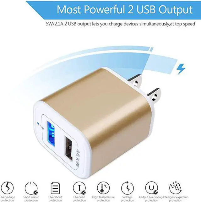 Alt view image 5 of 7 - USB Power Adapter Wall Plug  2Pack 5V21A Fast Charging Cell Phone Cube HomeTravel Wall Charger Block Box Brick Base for Phone XSXR1087 Pad Samsung Galaxy LG HTC More USB Plug