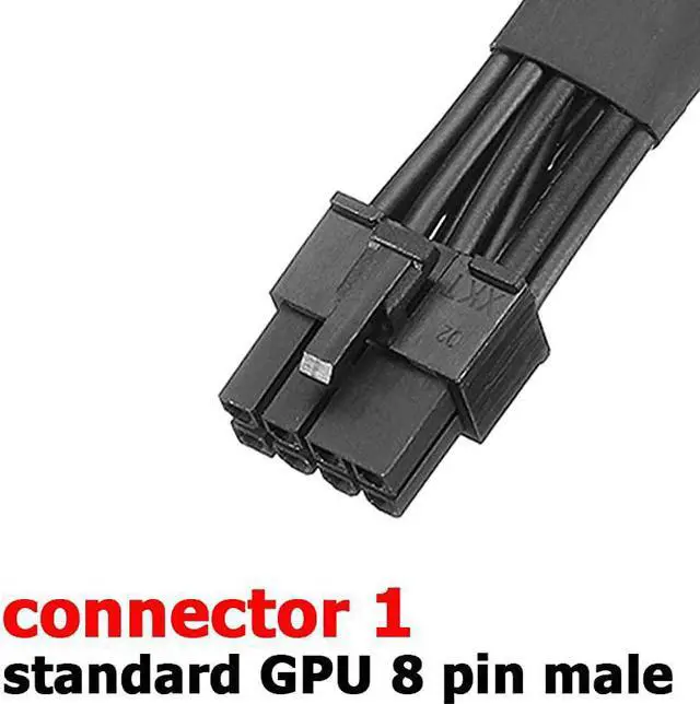 Alt view image 2 of 4 - Dual 6 Pin Female to 8 Pin Male GPU Power Adapter Cable Braided Sleeved 9 inches