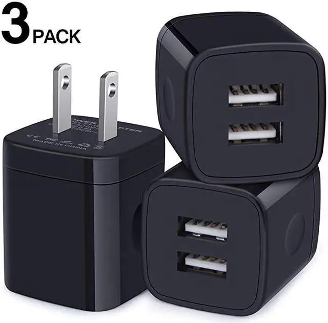 Main image of USB Wall Charger  3 Pack 21A Dual Port USB Power Adapter Charger Plug Charging Block Cube Compatible for iPhone Xs MaxXRX876 PlusSamsung Galaxy A80 A50 A10e Google Pixel 3aLG G8Moto