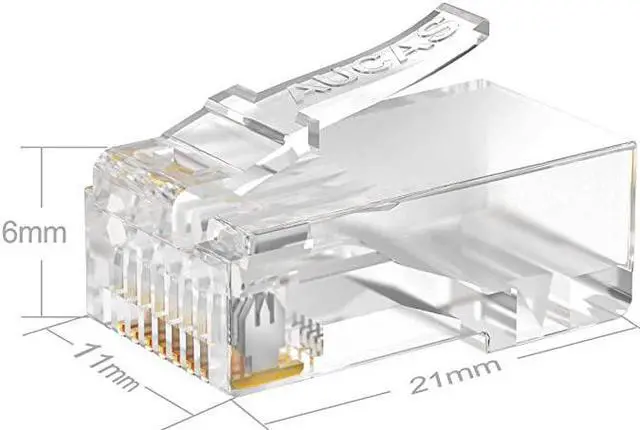 Alt view image 3 of 7 - CAT6 RJ45 Connectors Ethernet End  GoldPlated 8P8C UTP Network Plug for Solid Wire amp Standard Cable Transparent Crimp Connector Cat6a Cable Insert 50Pack