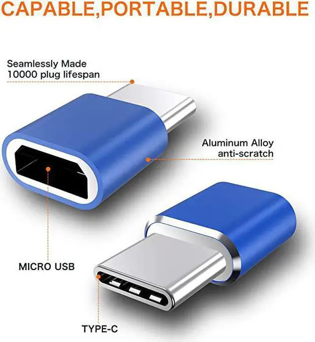 Alt view image 2 of 7 - USB Type C Adapter 4Pack Micro USB Female to USB C Male Convert Connector Fast Charging Compatible with Samsung Galaxy S10e S10 S9 S8 PlusNote 9 8Google Pixel 2 3 XLLG V40 V20 G5Blue