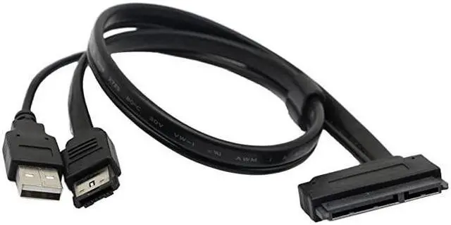 Main image of 25 Hard Disk Drive SATA 22Pin to eSATA Data USB Powered Cable Adapter for Optimized for SSD Support UASP SATA IIIECSSHDBlack