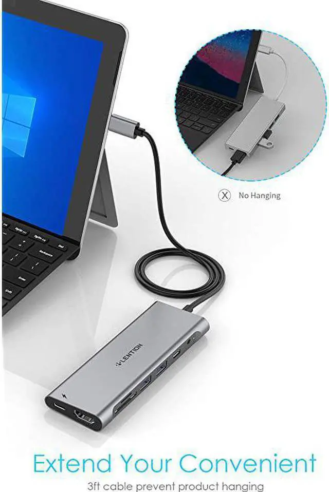 Alt view image 7 of 7 - 33FT Long Cable USB C Hub with 4K HDMI 2 USB 30 Card Reader Aux Type C DataCharging Adapter Compatible 20202016 MacBook Pro New Mac AirSurface ChromeBook More CBC37 Space Gray