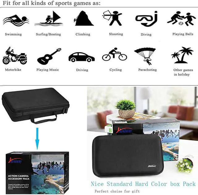 Alt view image 7 of 7 - Action Camera Accessories Kit for Gopro Hero 8 Black Waterproof Housing Silicone Case Glass Screen Protector are Compatible with Gopro8 Hero8 62D Kit for Gopro 8 Black