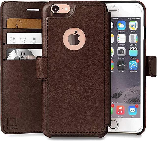 iPhone 7 / iPhone 6 / iPhone 6S Tan Leather Wallet Case, Magnetic