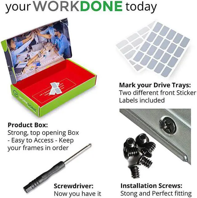 Alt view image 6 of 7 - 12Pack 25 T440 T640 R430 T430 R630 T630 R730xd R830 R930 T620 R720 R820 Drive Caddy G176J Compatible for Dell PowerEdge Servers Sled Sticker Labels Manual Additional Tray Screws