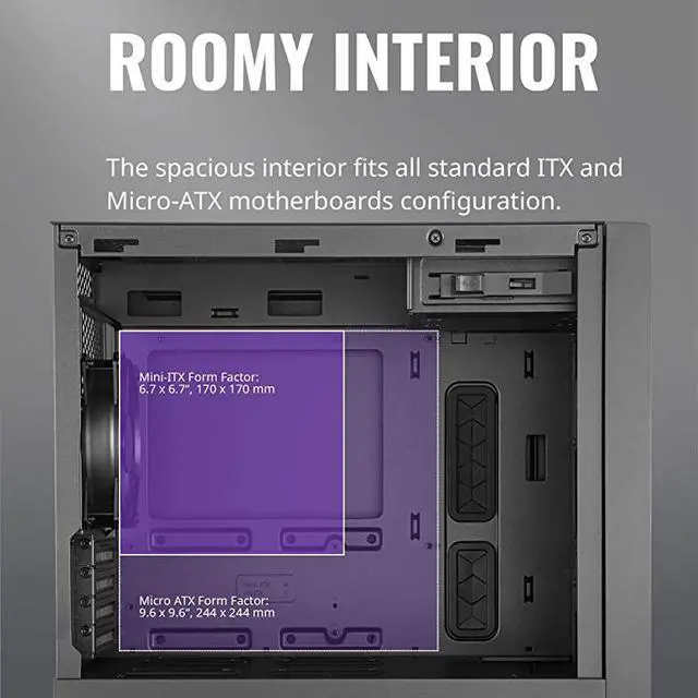 Alt view image 3 of 7 - Master MasterBox NR600 ATX MidTower with Front Mesh Ventilation Minimal Design Tempered Glass Side Panel and Single Headset Jack