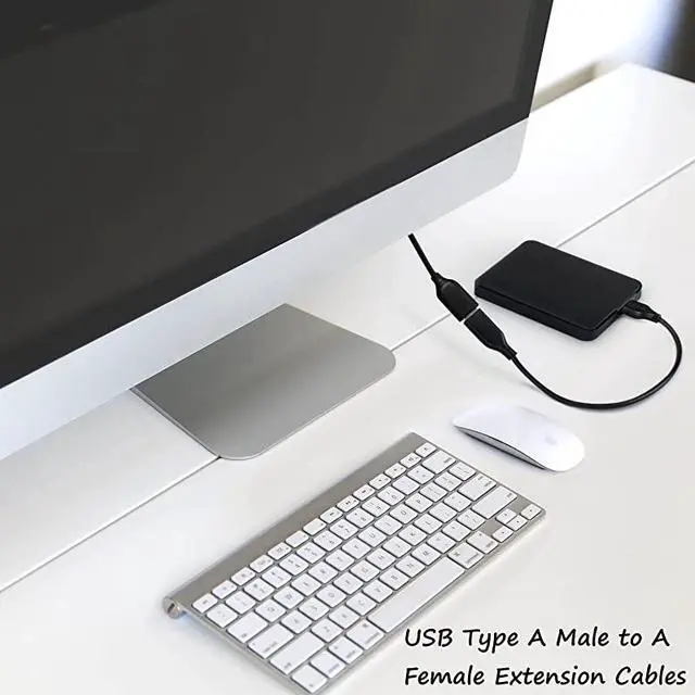 Alt view image 2 of 7 - 2Pack USB 20 66ft2m USB Type A Male to A Female Extension Cord USB Cable Extender with GoldPlated Connectors Black