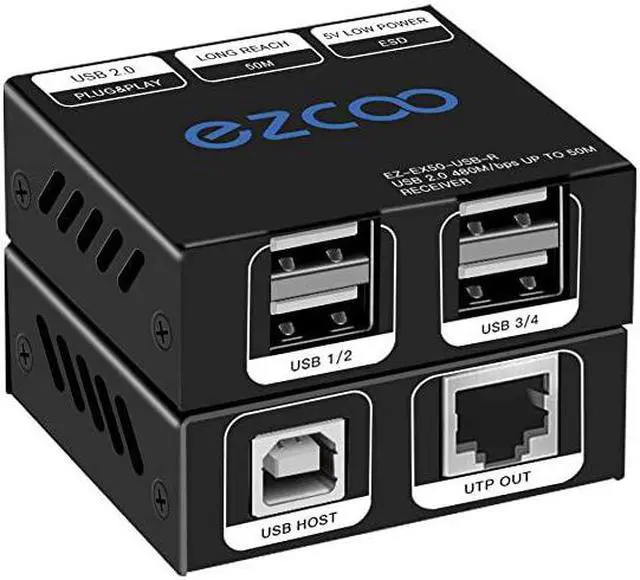 Main image of 20 Extender 165ft 50m with 4Port HUB by Ethernet Cat5e Cat6 RJ45 LAN ExtensionTwo Webcams Work SyncPlug and PlaySupport WindowsMacOSAndroidLinux 15m Cable5V Power EX60