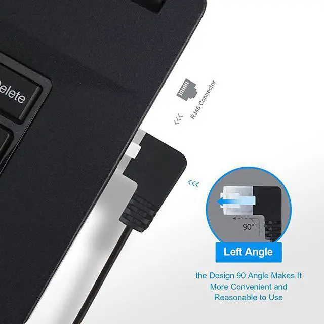 Alt view image 4 of 7 - Ultra Slim Cat6a Ethernet Cable  Up Angle UTP Network Patch Cable Cat 6a Category 6 05m164FT Black