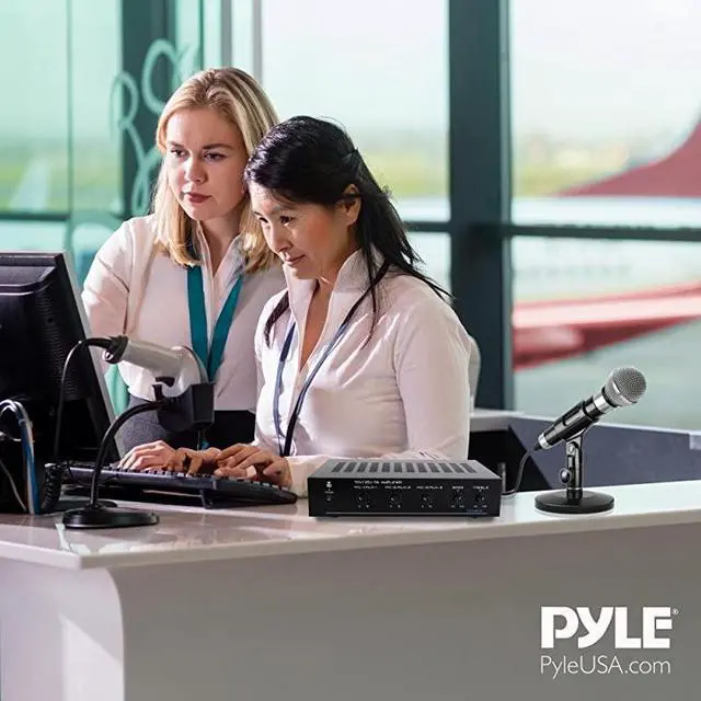 Alt view image 7 of 7 - Compact Mini Home Power Amplifier 100W Smart Indoor Audio Stereo Receiver w RCA 3 Microphone IN AUX 2570V Outputs LED Input Selector For PA Amplified Speaker Sound System  PCM60A