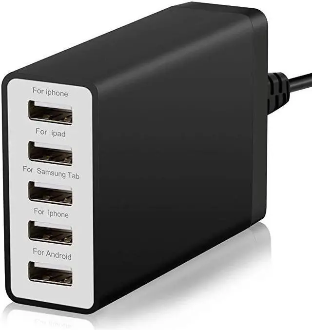 Main image of amp Hulin USB Charger Multi Port Hub 40W 8A Desktop USB Charging Station for Multiple Devices Portable 5 Port USB Wall Charger Compatible with Cell Phone Android Phone Product Tablet and More