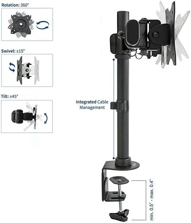 Alt view image 3 of 7 - Dual Monitor Curved Horizontal Array Desk Mount Stand fits Screens up to 27 inches STAND-V002E