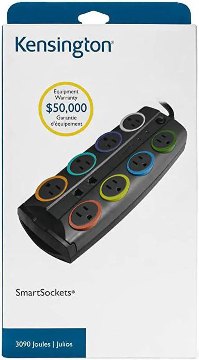 Alt view image 5 of 5 - SmartSockets 8-Outlet, 8-Foot Cord, & 3090 Joules Premium Surge Protector (K62691NA)